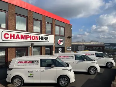 Champion Hire Head office 2010s with new Electronic Vehicles